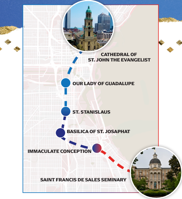 Source & Summit Eucharistic Procession Route Map